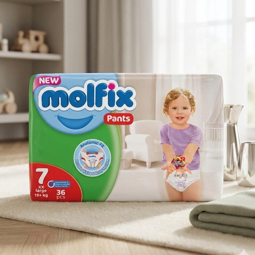 Molfix Baby Diaper Pants (Size 7, XX-Large) for babies over 19+ kg – Pack of 36 pieces